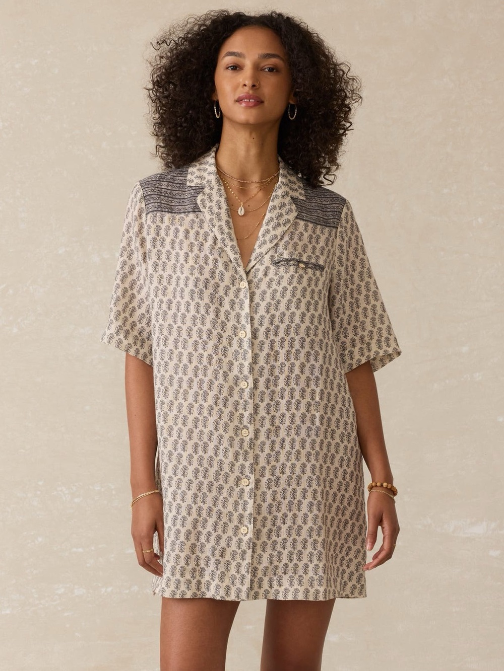 Faherty Paradise Point Shirtdress Linen Print Large NWT